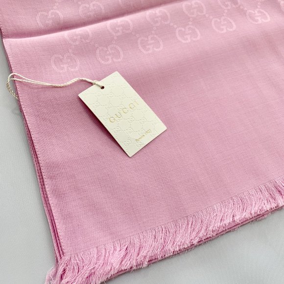 The Gucci Monogram GG Long Scarf in Rose Pink - Picture 7 of 12